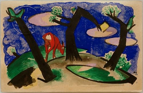 Peinture sur toile paysage avec animal rouge pour chambre zen