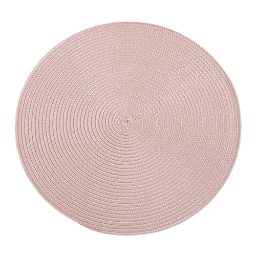 Ueiwffzo Runde Platzsets 4er Set Hitzebest&auml;ndige Geflochtene Platzsets f&uuml;r K&uuml;chentisch 38cm Waschbare Tischsets f&uuml;r K&uuml;che Hochzeit Weihnacht (Rosa)