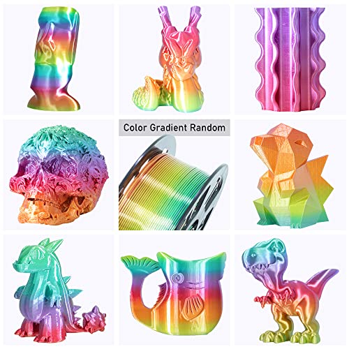 Image of 1.75mm 1Kg Silk Shiny PLA Most Basic Popular Multicolored Fast Color Change Rainbow 3D Printing Filament, Color Change Gradually Random Quickly, 2.2lbs 3D Printing Material by MIKA3D