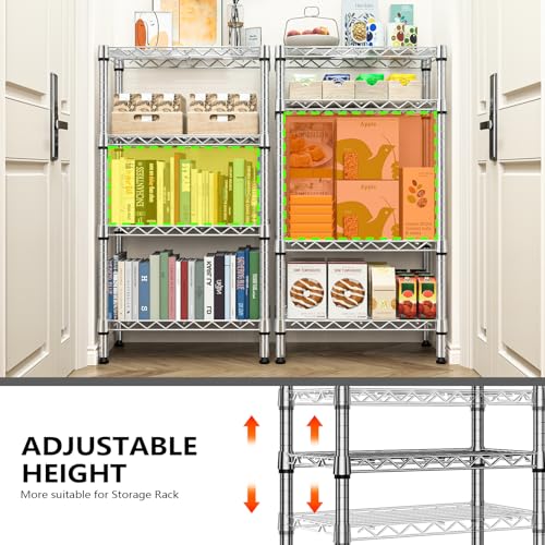 Image of M MZG 1000 lbs 4 Tier Shelf Metal Storage Shelves Wire Rack Closet Organizers with PP Board for Garage Kitchen Bathroom Laundry Chrome 11.8 inch D x 21.7 inch W x 39.5 inch H