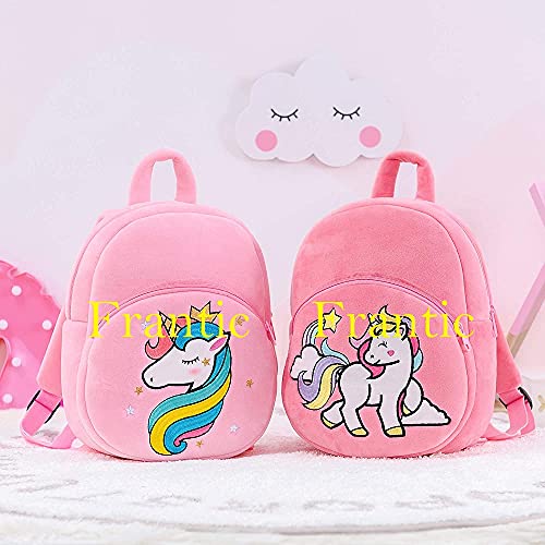 Image of Frantic Boy's Girl's Soft Velvet Plush Unicorn, Elephant Car Animal Cartoon School Bag (Pink, Grey, 2 To 5 Years)
