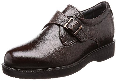 [KITAJIMA(北嶋製靴工業所)] [5.5cmUP]本革シークレットシューズ≪ブラウン 23.5≫牛革モンクプレーンシューズ『脚長スタイルアップシューズ』 No.921