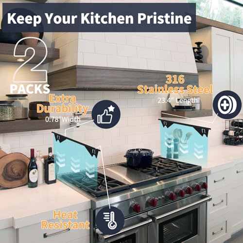 Image of Upgrade 316 Stainless Steel Stove Gap Covers, 2 Pack Stove Gap Filler ALMCALS Stove Gap Guards Range Trim Kit Heat Resistant Oven Gap Filler Between Stovetop and Counter