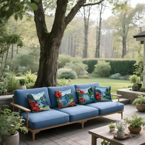 Housse de coussin rouge 35x35 en velours imperméable pour canapé - 5