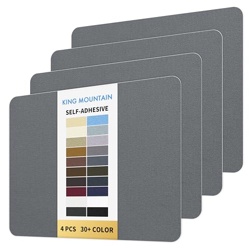 KING MOUNTAIN Canvas Repair Patch 9 x11 Inch 4 Pcs Self-Adhesive Waterproof Fabric Patch for Sofas, Tents, Furniture,Tote Bags, Car Seats (Charcoal Grey)
