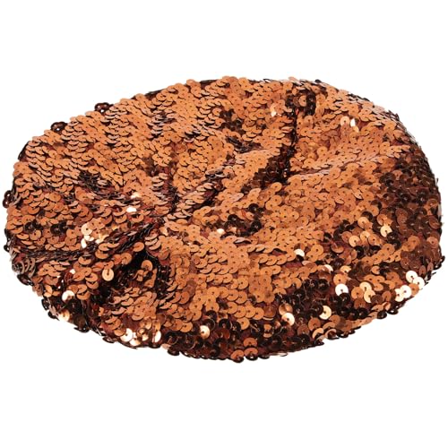 Garneck Boina de Lentejuelas Brillante Color Café, Sombrero de Moda para Mujer, Gorro Transpirable y Cómodo Adecuado para Disfraces, Fiestas y Presentaciones de Baile
