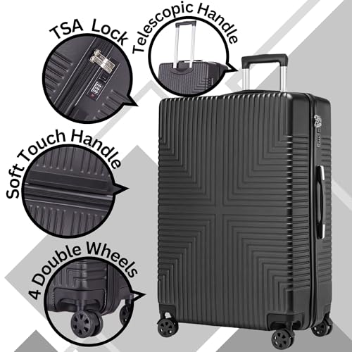 Dk Luggage 28" Large Lightweight Hard Shell Suitcase 4 Wheel Spinner Luggage ABS-30 Black - 2