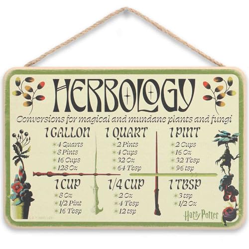 Harry Potter Herbology Hanging Wood Measuring Sign - Fun Harry Potter Conversion Chart for Kitchen