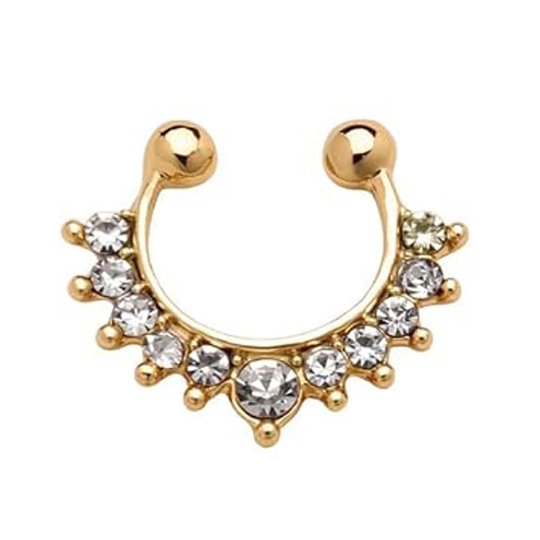 Womens Metal Crystal Fake Nose Hoop Ring: Pack of 1 (SR/FAJEWLK21-L63)-image-11