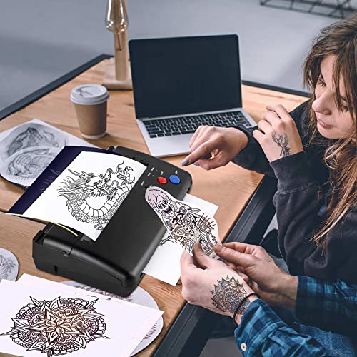 CORIEOSD Tattoo Transfer Stencil Machine with 20 Free Thermal Tattoo Kit Copier Printer Tattoo Transfer Stencil Paper Tattoo Stencil Printer Machine for Tattoos Black Version