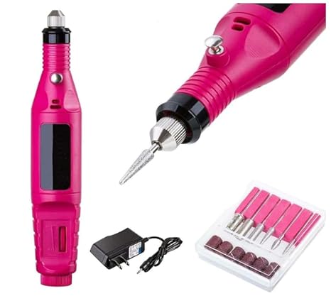 Nail Art Drill KIT, Professional Finger Toe Nail Care Electric Nail Polishing Machine Manicure Kit Nail art Under Professionals for salon and home use only.
