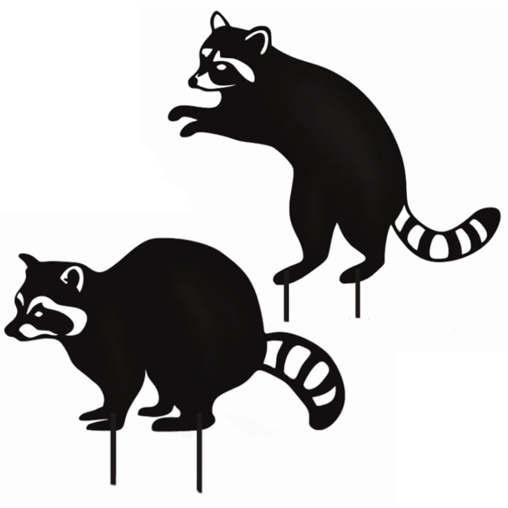 Sjfbebsy 2 Pack Decorative Garden Stakes Raccoon Metal Garden Statues Stakes Black Silhouette Animals Outdoor Sculpture for Yard Decor and Lawn - Decorations