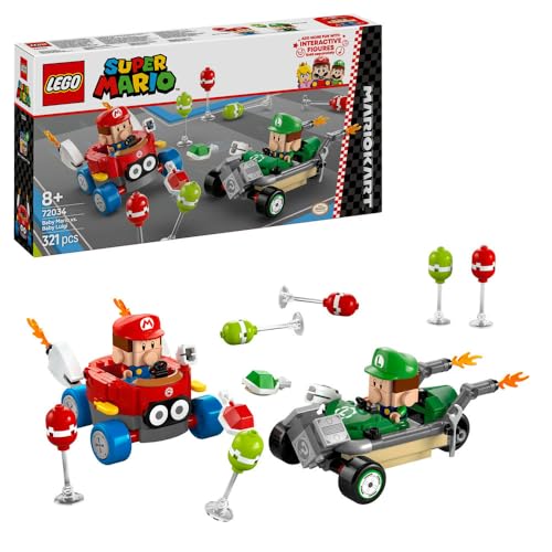 LEGO Super Mario: Mario Kart Baby Mario vs. Baby Luigi Toy Playset 72034 2 Collectible Nintendo Figures 2 Buildable Cars (321 Pieces)