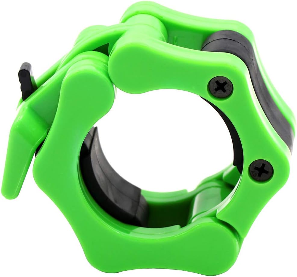 Barbell Collars 2 Inch Quick Release Pair Locking 2" Pro Olympic Bar Clip Lock Barbell Clamp 45lbs Weights Plates Clips Workout for Weightlifting Fitness Training (Neon-Green) : Sports & Outdoors