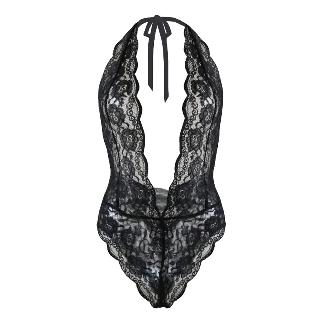 Body Costume Intero Nero Body Sexy Donna Pizzo Floreale Costume Sexy Taglie Forti (Color : A, Size : XXXL Code)