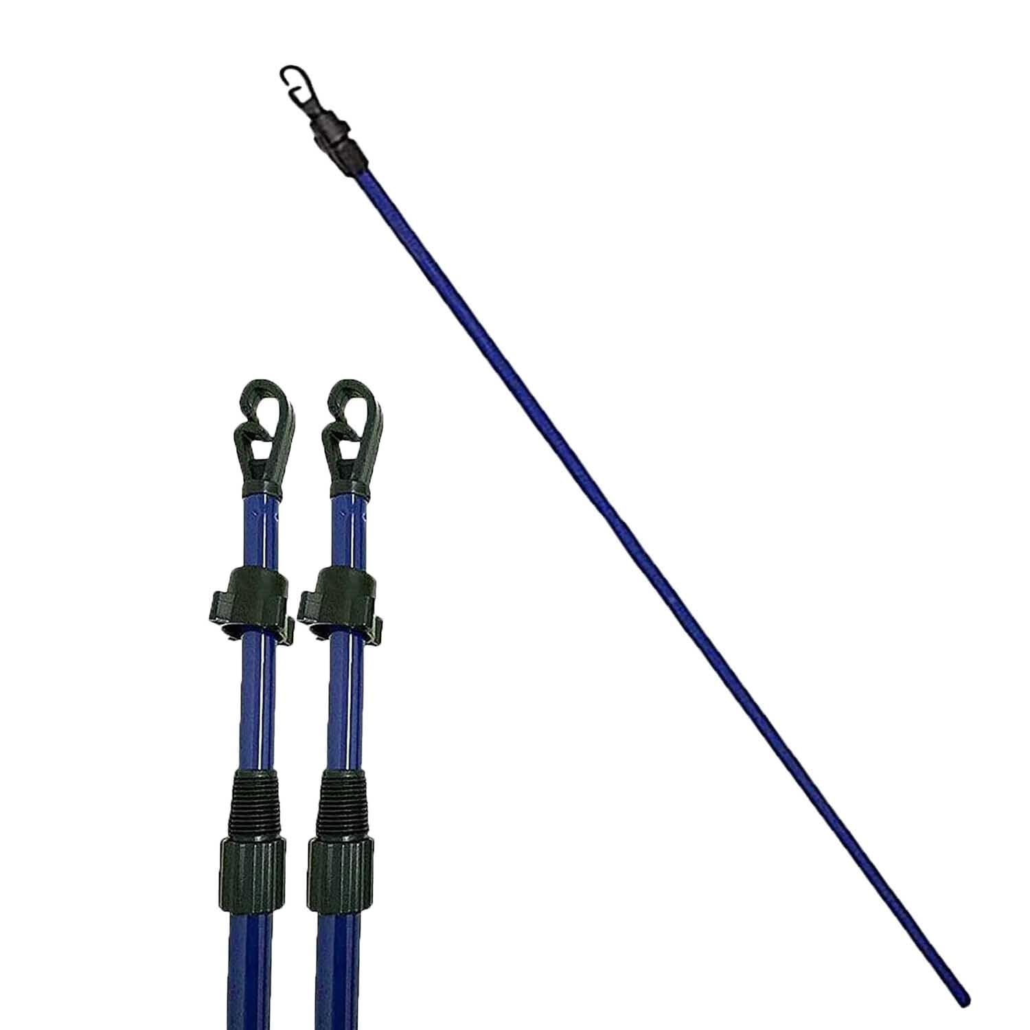 Heavy Duty 2.4m Metal Telescopic Extendable Washing Line Prop, Washing Line Poles, Clothes Line Prop, Laundry Support Pole Props for Outdoor/Indoor (1)