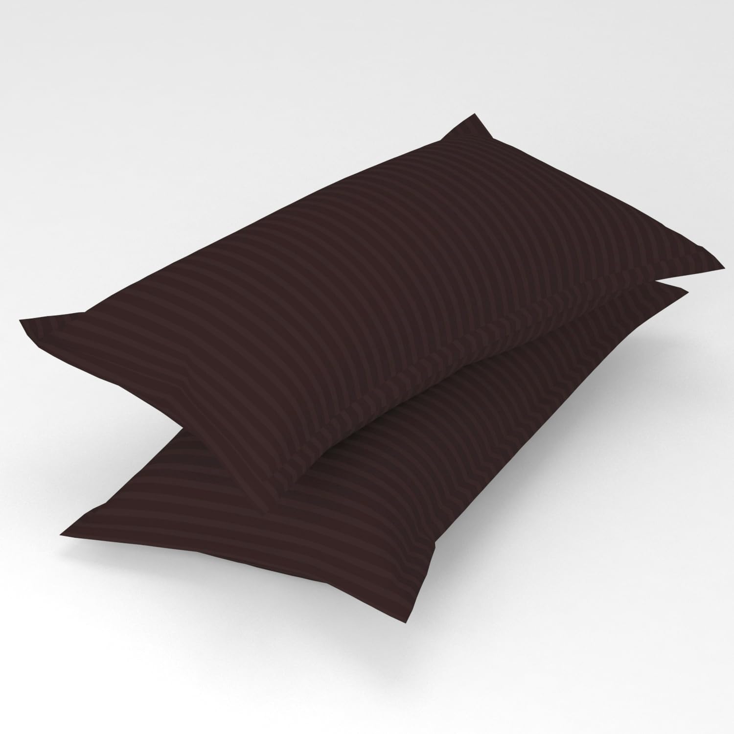 Homefab India 2 Piece Satin Stripe Glace Cotton Pillow Covers - Brown
