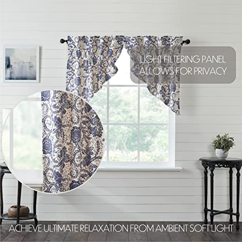 VHC-Brands-Dorset-Prairie-Swag-Valance-Curtain-Panels-Floral-Navy-36x36x18-Set-of-2 VHC Brands Dorset Prairie Swag Valance Curtain Panels Floral Navy 36x36x18 Set of 2