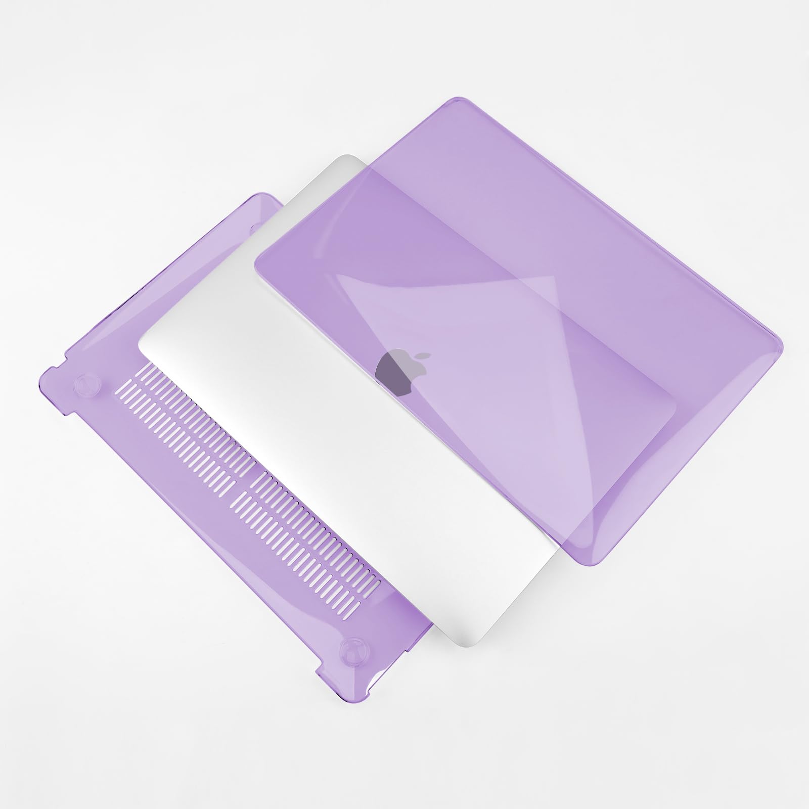 TECOOL Cover per MacBook Air M1 (A2337) e MacBook Air 13 Pollici Retina 2020 2019 2018 (A2179 A1932), Custodia Rigida Protettiva Sottile in Plastica e Copritastiera UE, Cristallo Lilla