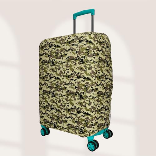 Image of Army Printed Luggage Cover for Traveling Bag & Suitcase - Stretchable & Scratchproof Trolley Protector with Velcro Lock & Lightweight Washable Material(Suitcase Not Included, Only Cover in Product)