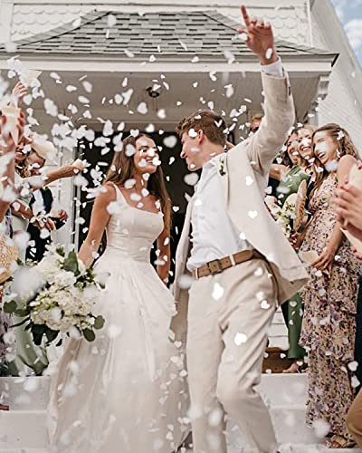 Image of BATTIFE White Heart Shaped Confetti, Tissue Paper, Table Confetti for Wedding Celebrations Party (200 Grams)