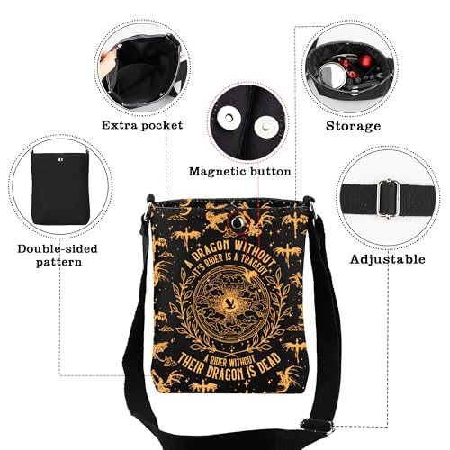 CMNIM Fantasy Book Merch Gifts Dragon Adjustable Crossbody Bag for Fans A Rider Without Their Dragon Is Dead Shoulder3