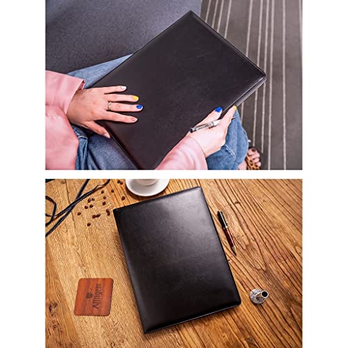 A4 Padfolio Portfolio Businesspu Leather Notepad Folder For Resumes Interviews Executive Binder For Women Men Writing Pad Conference Folder With Calculator (Color : Black, Size : 8-Digit Calculator #TOP5