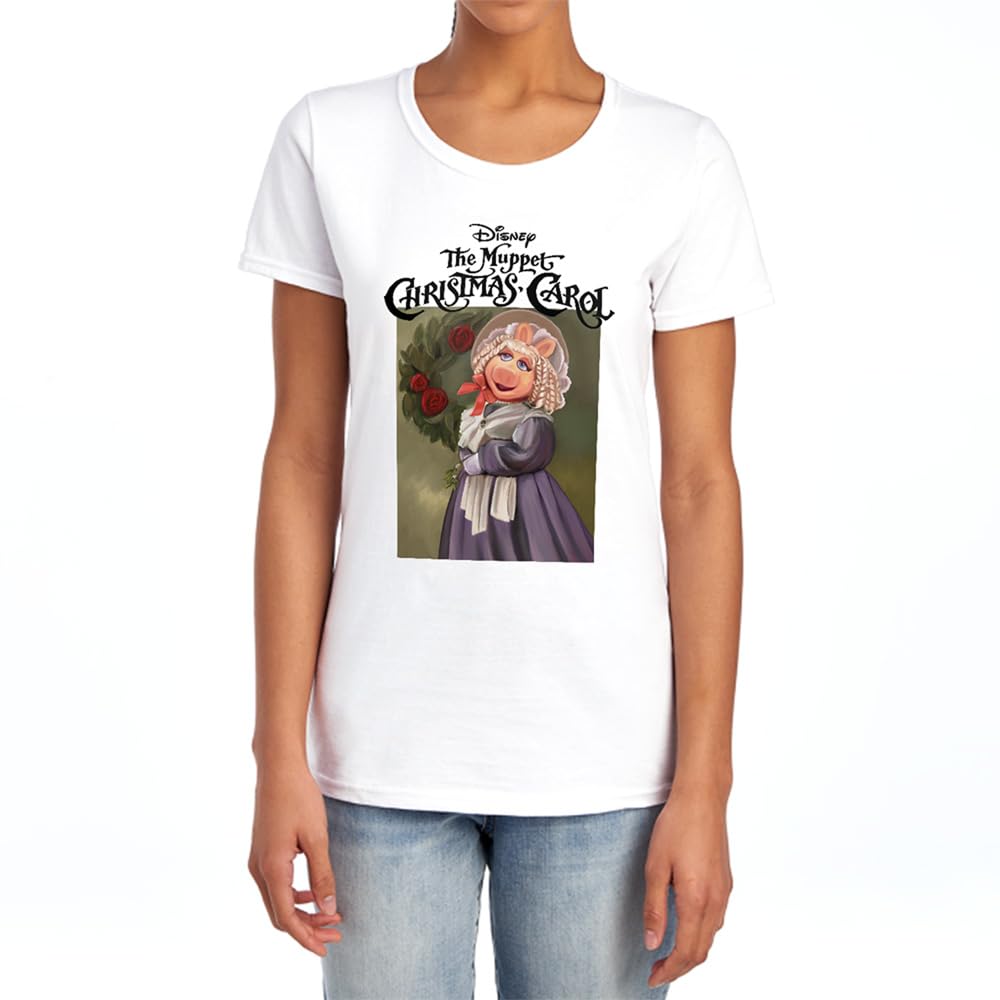 Muppets Disney The Christmas Carol Miss Piggy Womens T Shirt, White, XL