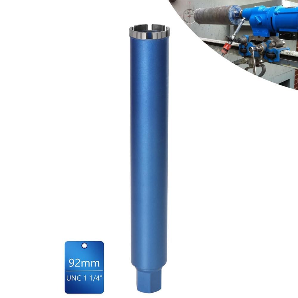 Diamentowa koronka wiertnicza pogłębiacz puszek do wiertarek rdzeniowych w zestawie 10 mm Turbo, L 460 mm | Ø 92 mm | 1 ¼ cala UNC | Wiertło rdzeniowe na mokro i sucho wiertło rdzeniowe spawane