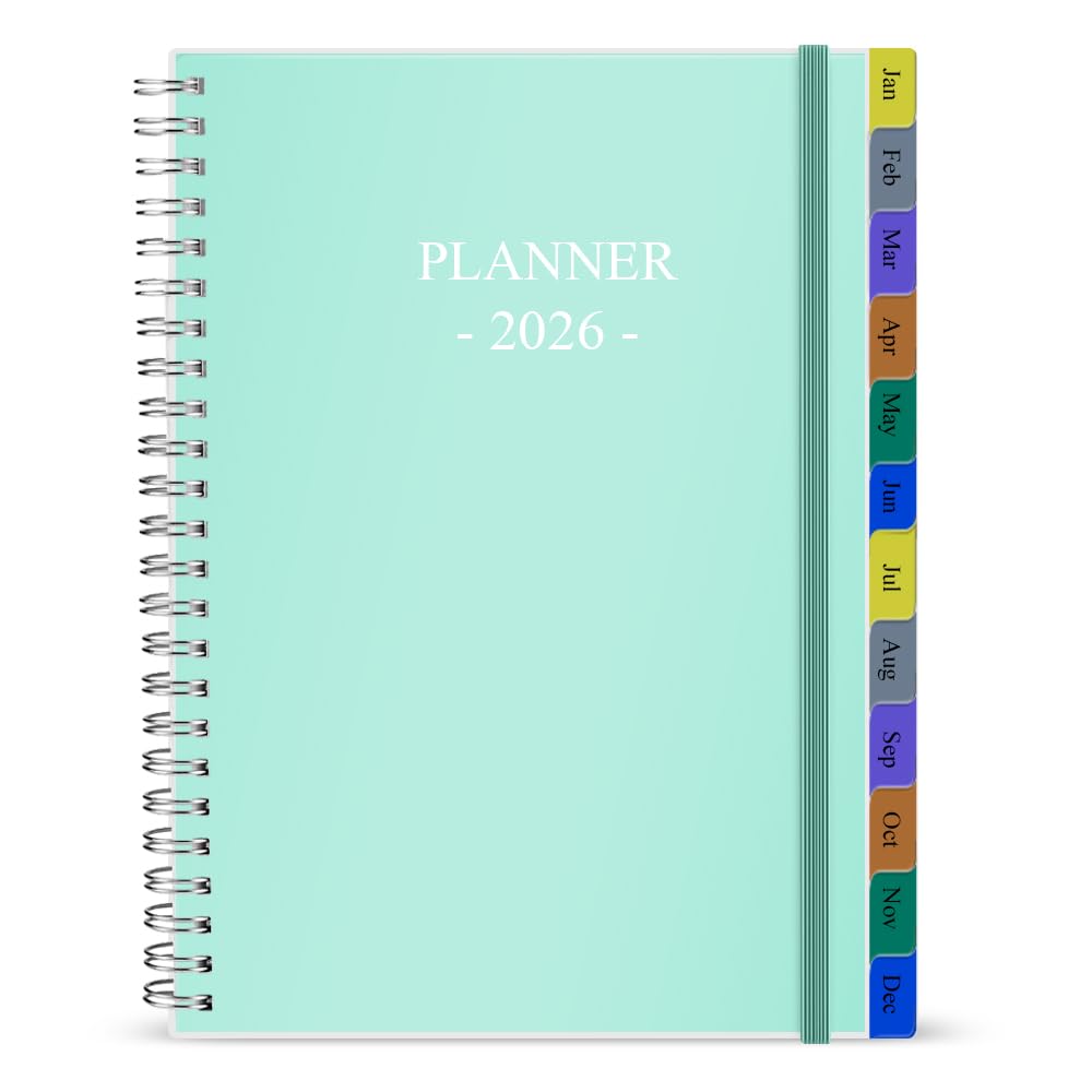 2026 Planner - Weekly & Monthly Planner Runs January 2026 to December 2026, 6.25" x 8.25", 12 Monthly Tabs, 14 Notes Pages, Inner Pocket, Flexible Cover with Twin-Wire Binding, Planners 2026