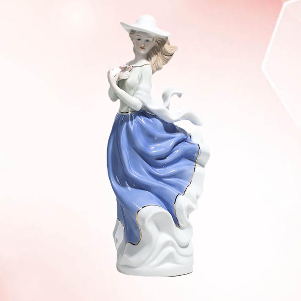 Homoyoyo Figura de Cerámica Azul Estilo Europeo para Decoración de Escritorio, Artesanía Hecha a Mano Diseño Único para Adornar el Hogar