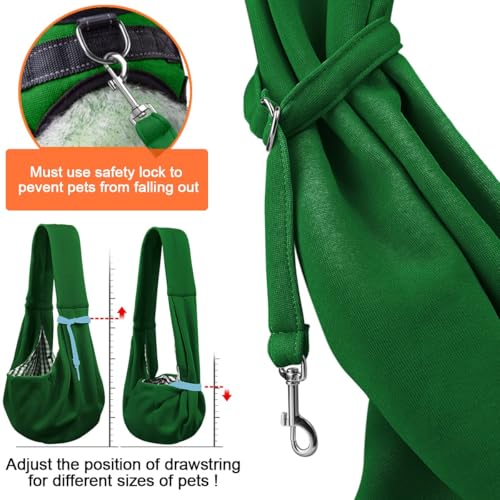 Image of Tomkas Small Dog Cat Sling Carrier Puppy Purse Travel Wrap Soft Crossbody Pet Bag (Emerald Green, M - Classic Pocket & Classic Strap)