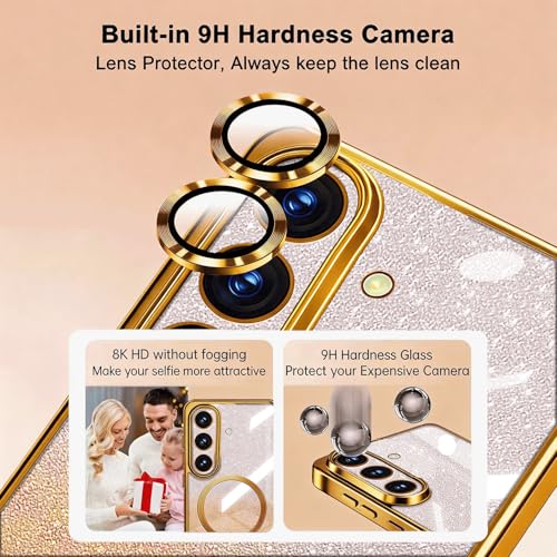 Image of Misscase for Samsung Galaxy S26 Case Compatible with MagSafe,Built-in Camera Lens Protector Full Protection Soft TPU Anti-Scratch Anti-Fingerprint Magnetic Glitter Slim Case Cover Gold