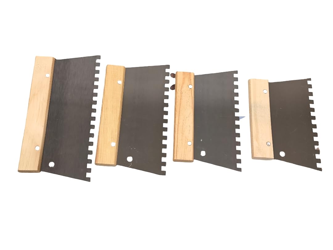 Espátula Dentada de Acero Inoxidable 18 cm con Mango de Madera Ergonómico