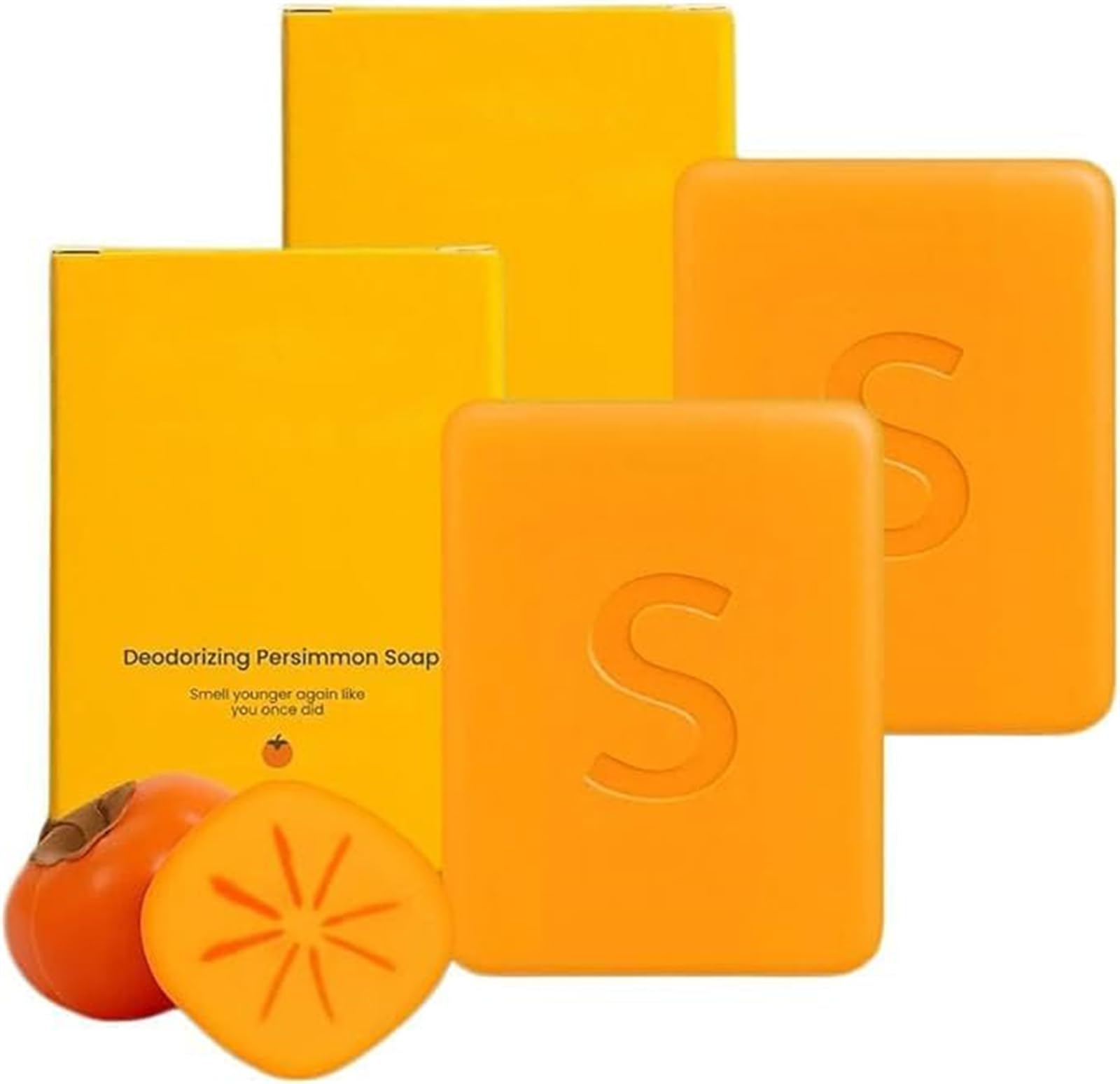 Persimmon Soap, Deodorizing Soap for Old People, Deeply Moisturizing Bath Wash Bar for Women & Men