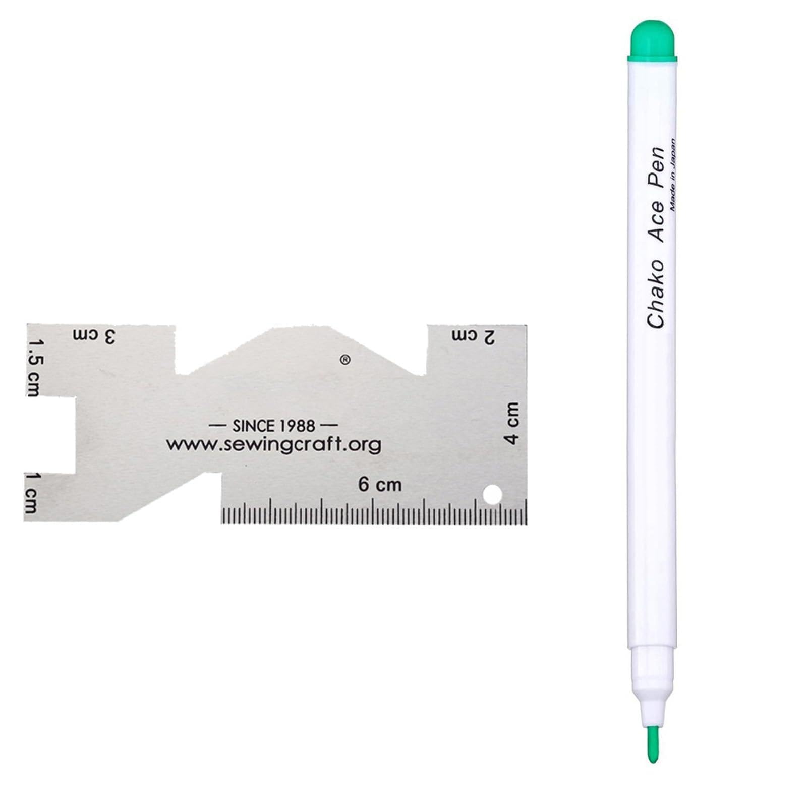 MLWSKERTY Water Soluble Fabric Marking Pen with Metal Quilting Ruler Trick Marker Water Erasable Pen for Quilting Sewing Dressmaking Tool