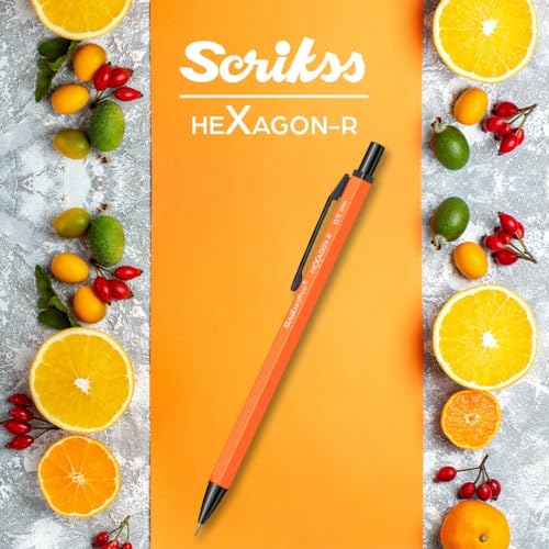 Image of Scrikss 0.7 mm Cute Aesthetic Mechanical Clutch Lead Pen Pencil | for Drafting Sketching Drawing | Orange Penpencil | Hexagon-R