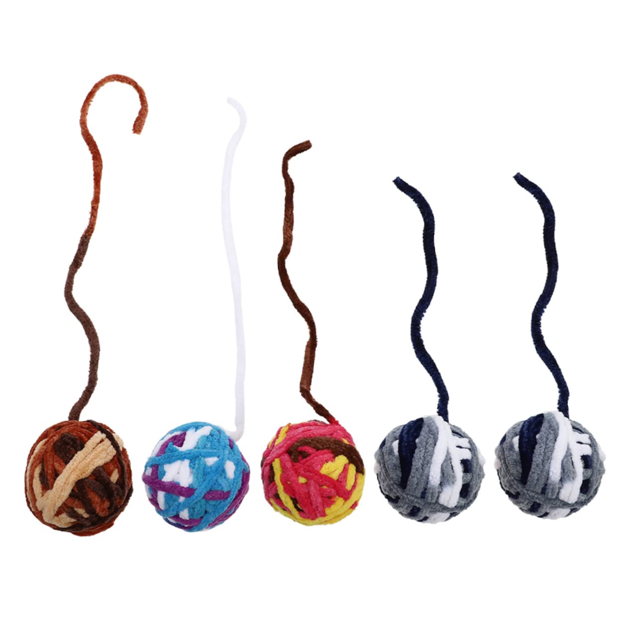 BESPORTBLE 5Pcs Colorful Cat Bell Balls Woolen Yarn for Interactive Play for Kitten Chasing and Chewing and Pet Supplies