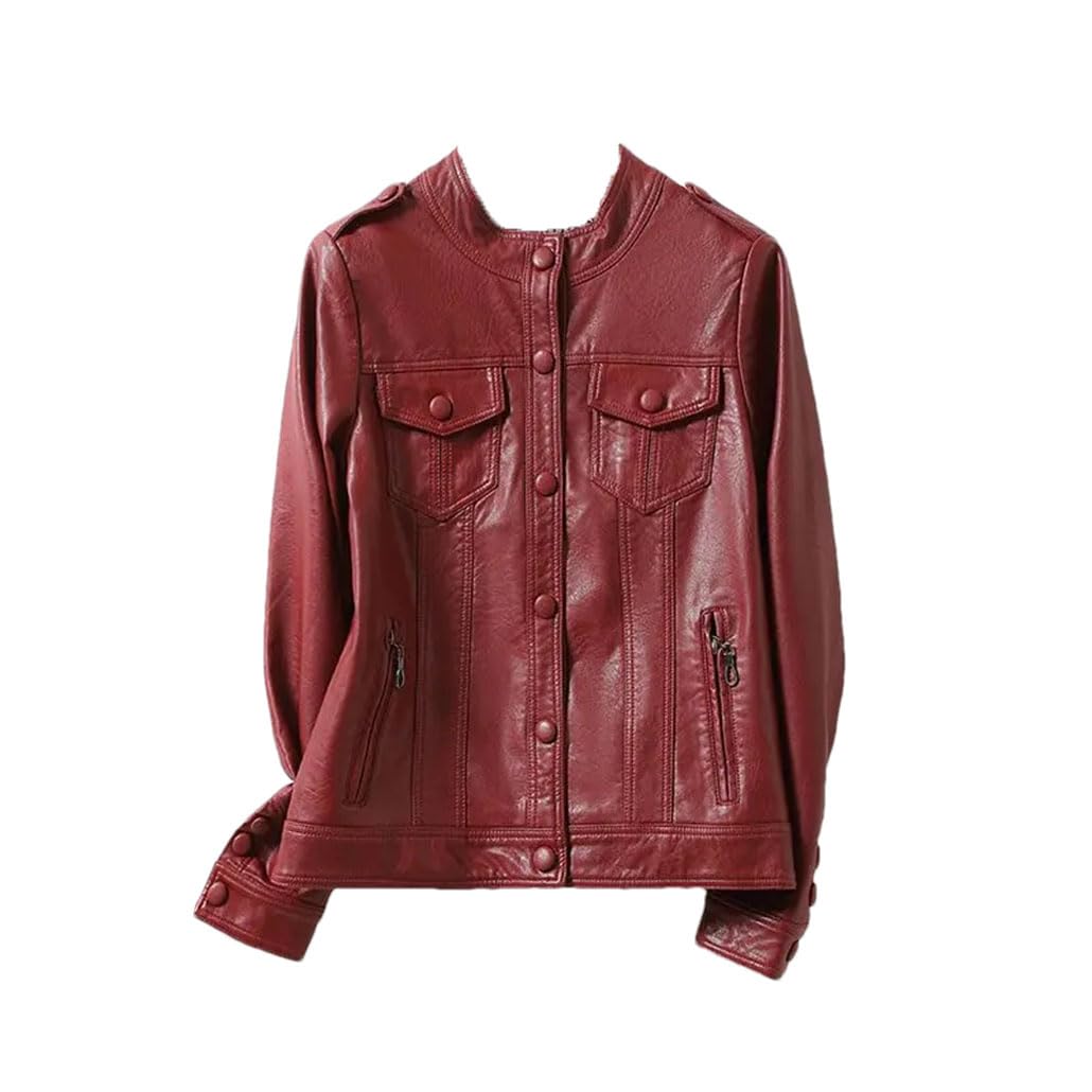 Hgvcfcv Cappotto in pelle di pecora sottile da donna giacca reale monopetto giacche corte monopetto