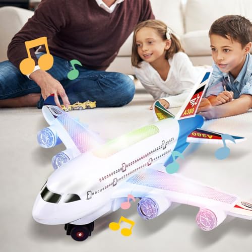 Brinquedo de Avião Airplane Luz Som Movimento para Crianças Fricção