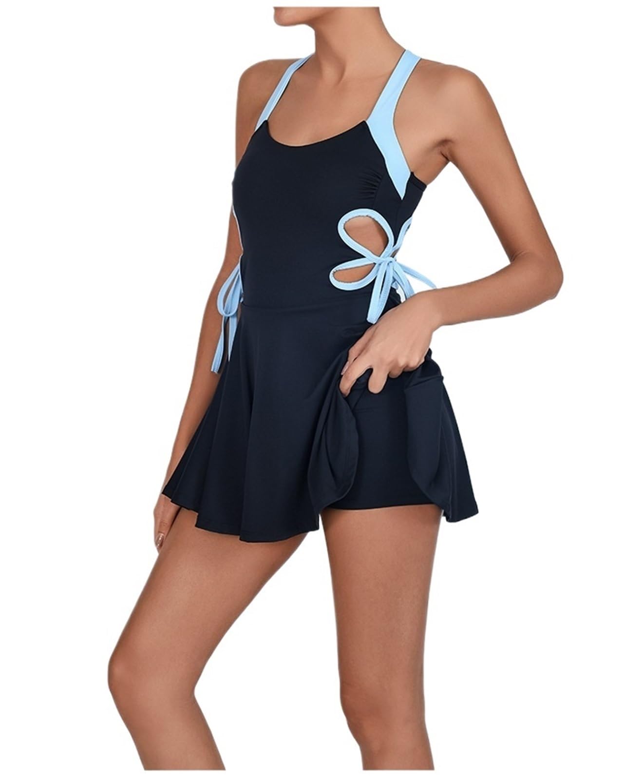 Completo Tennis Donna Gonna da Tennis con Imbottitura for Il Petto, Colore a Contrasto, con Leggings e Gonna Fitness