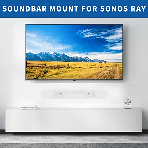 Image of Soundbar Mount for Sonos Ray Wall Mount, Floating Soundbar Mounting Bracket for Sonos Ray Sound Bar Brackets for Mounting Under TV (White)