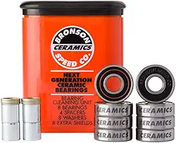 Rolamentos de skate de cerâmica Bronson Speed, unidade de limpeza, espaçadores, arruelas, protetores extras