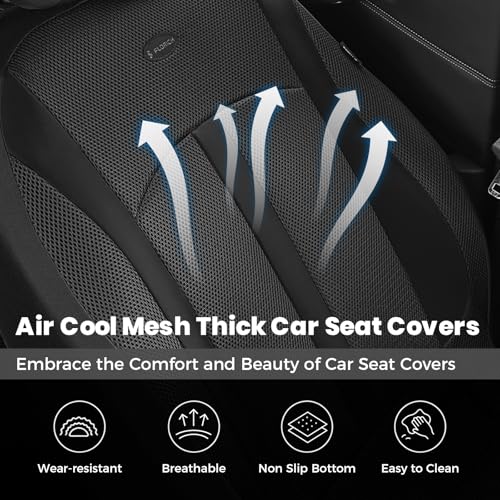 Image of FLORICH Front Car Seat Covers, Breathable Automotive Seat Cover, Universal Seat Covers Car Interior Protectors Cushion for Most Cars&SUV-Black