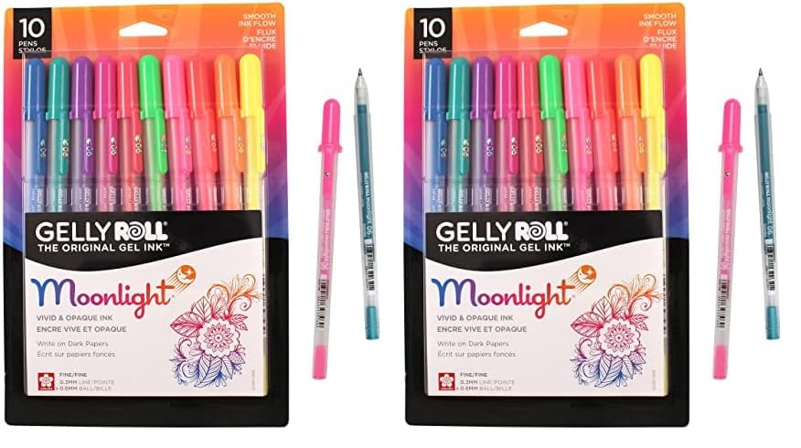 SAKURA Gelly Roll Moonlight 06 Gel Pens - Fine Point Ink Pen for Journaling, Art, or Drawing - Assorted Fluorescent Ink - Fine Line - 20 Pack