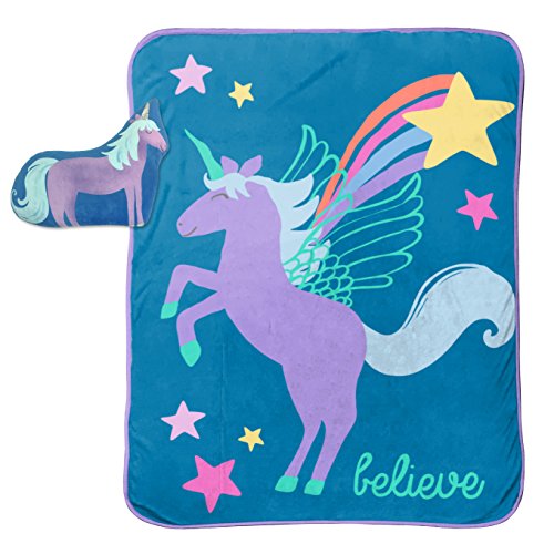 Jay Franco Limited Too Unicorn Believer Plush Pillow and 40" Inch x 50"