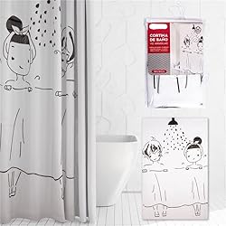 Cortina De Ducha Original M MOONLIGHT Cortina de Ducha, para baño, bañera, Impermeable, Resistente al Moho, Anti Moho e Impermeable (180_x_180_cm, Blanco DIB.Pareja)