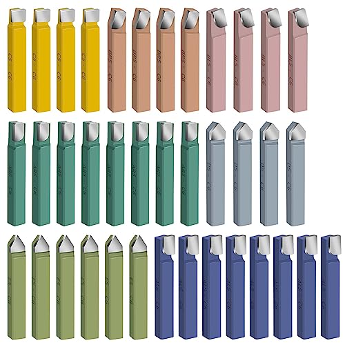 Senduo 38Pcs 5/16 Inch Metal Lathe Cutting Tools,C-6 Carbide Tip Cutter Tool Bit Cutting Set,Milling Welding Bit Lathe Cutting Tool Kit For Metal Lathe Tooling cover