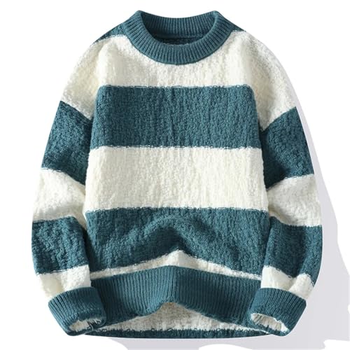 Men Long Sleeve Warm Knitted Sweater Men's Casual O-Neck Stripe Pullover Sweaters2