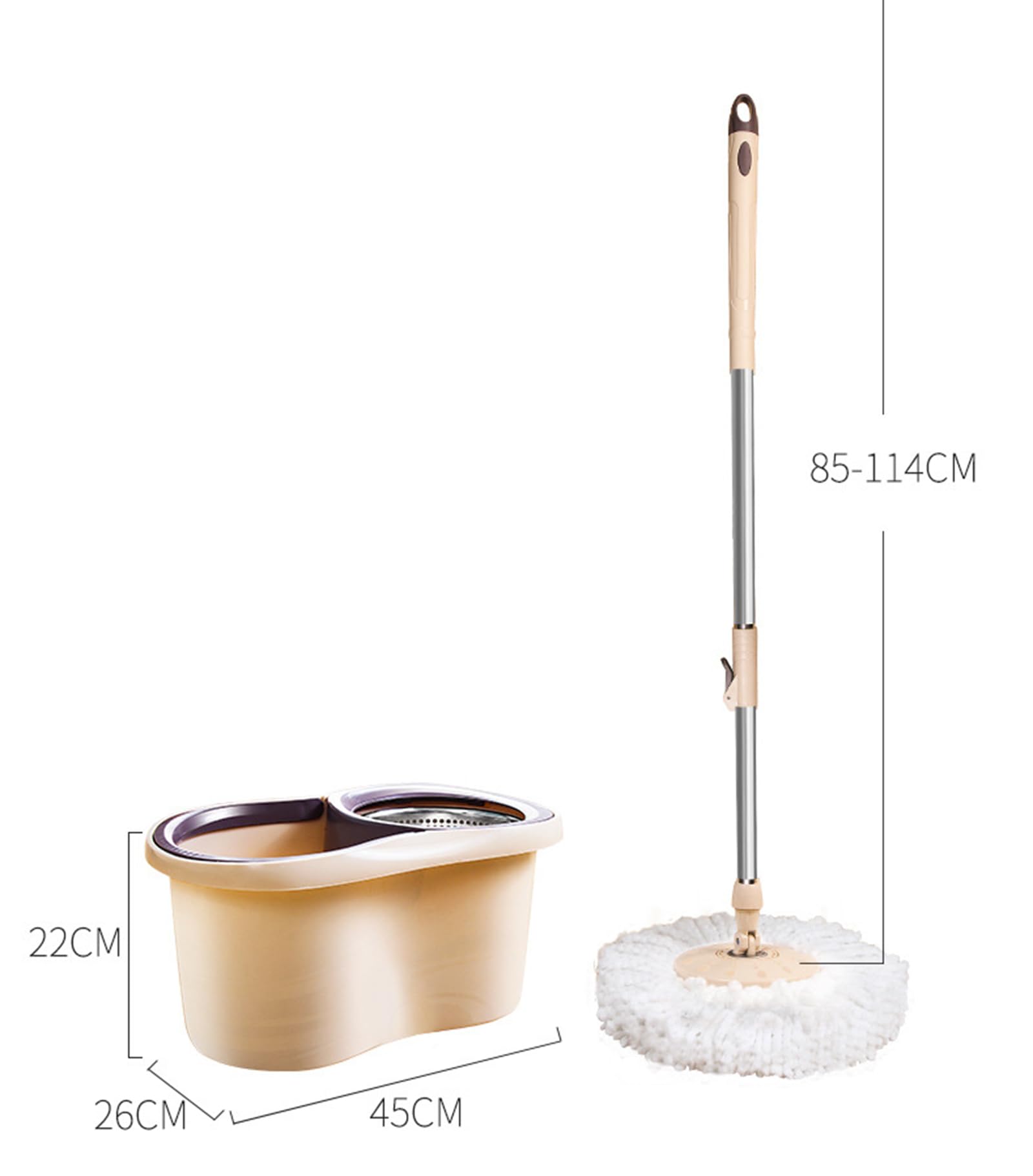 Juego de mopa y Cubo, Fregona y Cubo Giratorio de 360° con Set de apisonadora y 4 recargas de Microfibra para Limpieza de Suelos